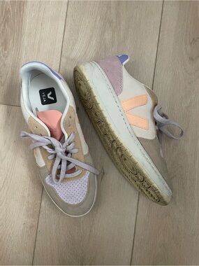 Veja Women's V-10 Sneakers in Peach, Lavender & Cream